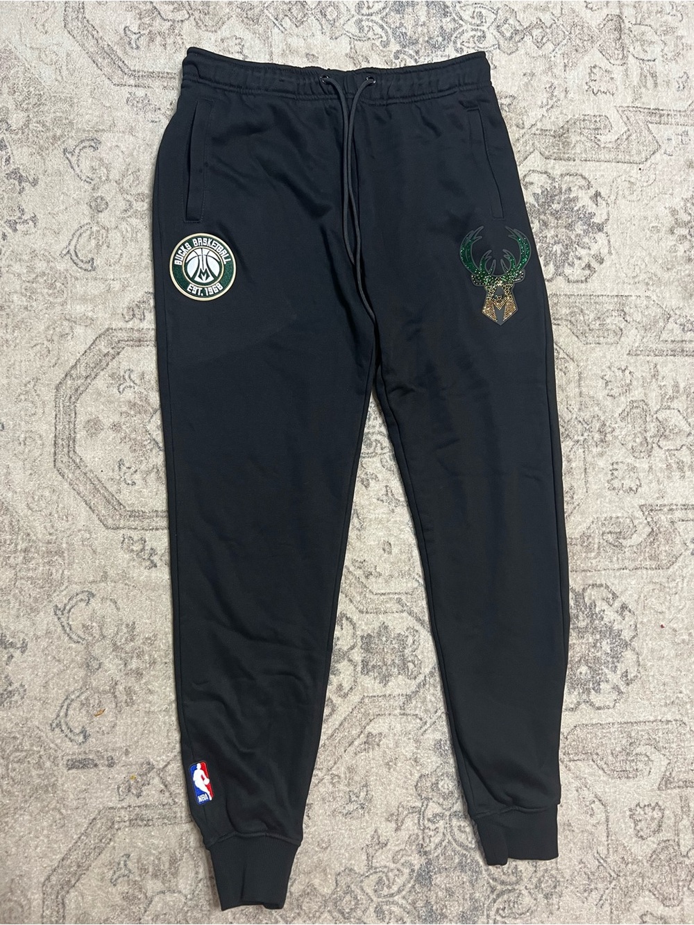 black Milwaukee Bucks Jeweled Pro Standard fleece joggers